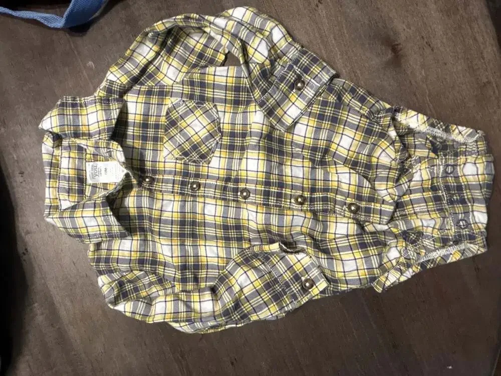 Carter's 12M Baby Boy 3-Piece Set: Dinosaur Hoodie, Striped Hoodie & Plaid onesi